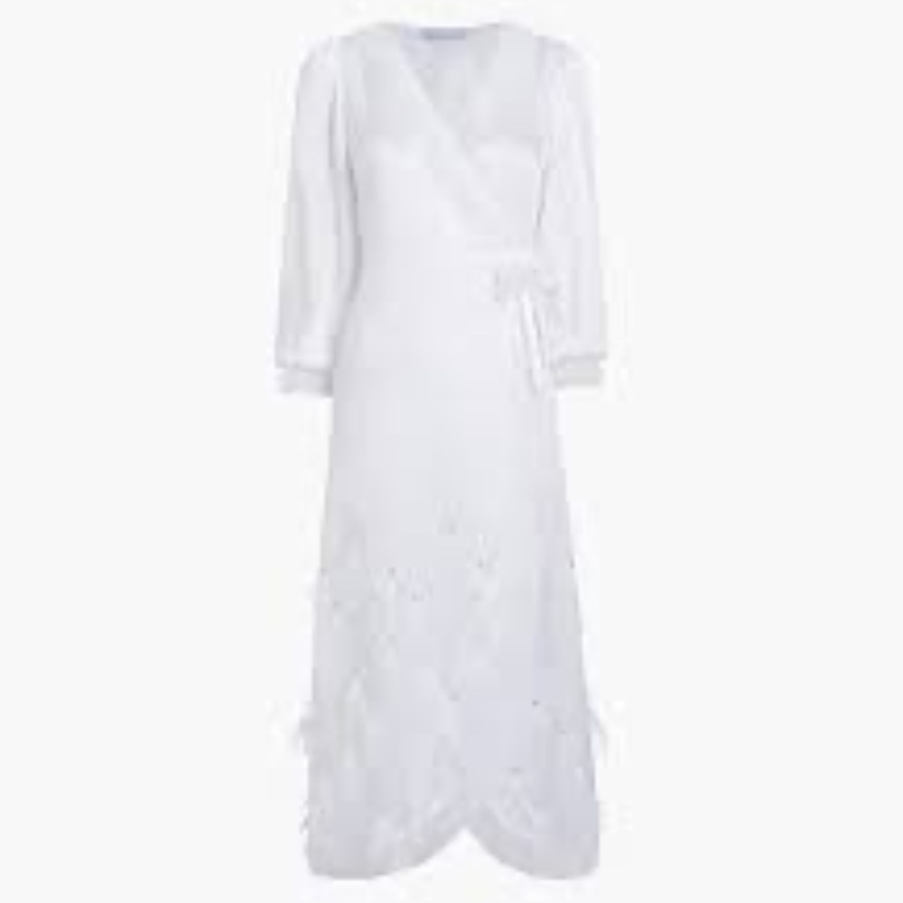 NWT Hill House Dolly Robe Dress | Silk Bridal Robe with Feathers - Picture 2 of 7